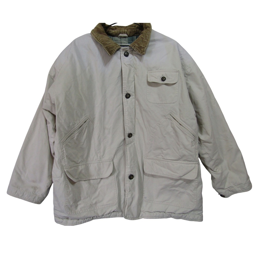 Urban Pipeline Barn Jacket Mens XL Beige Good Canvas Corduroy‎ Plaid Lined Coat